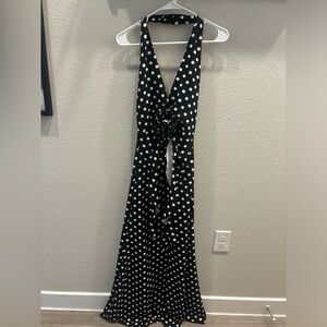 Black and White Polka Dot Halter Dress